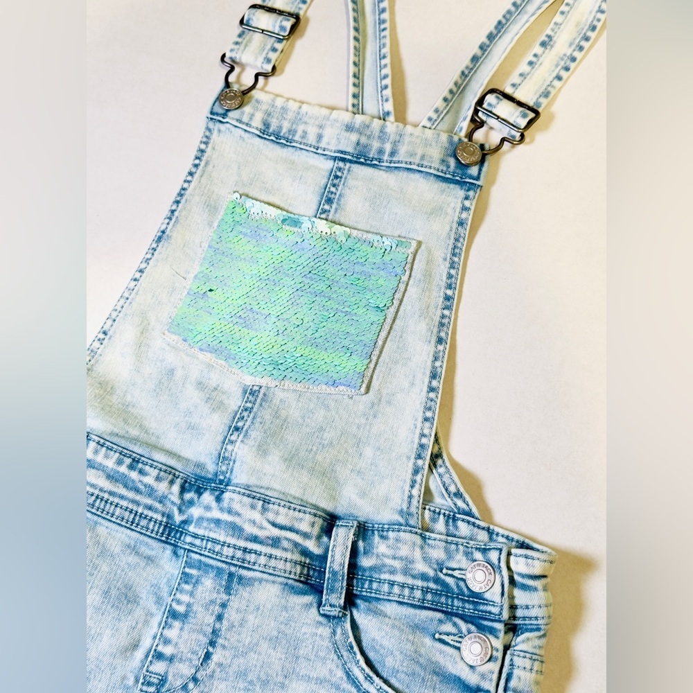 Cat and Jack Girls Shortalls with Sequin Super Stretch Denim Youth Size L 10-12 - Picture 10 of 14
